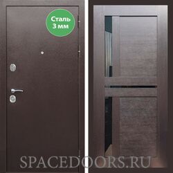 Входная дверь REX 5 металл 3мм медный антик сб-18 венге черное стекло