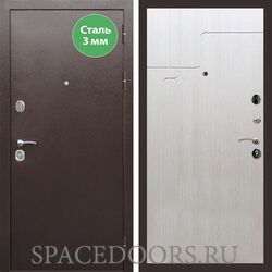 Входная дверь REX 5 металл 3мм медный антик ФЛ-246 лиственница беж