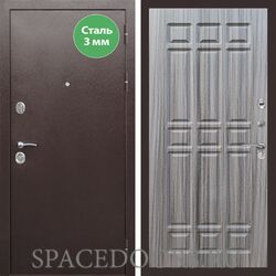 Входная дверь REX 5 металл 3мм медный антик ФЛ-33 Сандал серый