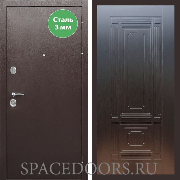 Входная дверь REX 5 металл 3мм медный антик ФЛ-2 венге 6 мм