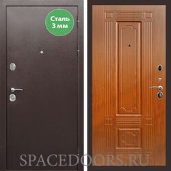 Входная дверь REX 5 металл 3мм медный антик ФЛ-2 мореная береза 16мм