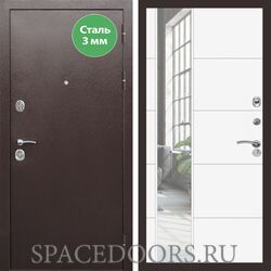 Входная дверь REX 5 металл 3мм медный антик ЛФЛС-19 Силк сноу