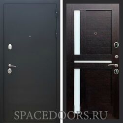 Входная дверь REX 5А Чёрный Муар сб-18 венге белое стекло