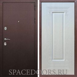 Входная дверь REX 5А Медный антик ФЛ-4 ясень белый