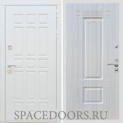 Входная дверь REX 8 Шагрень Белая ФЛ-2 Сандал белый