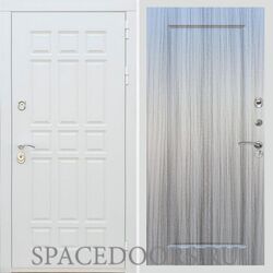 Входная дверь REX 8 Шагрень Белая ФЛ-119 Сандал серый
