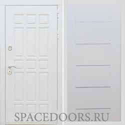 Входная дверь REX 8 Шагрень Белая B03 молдинги белый ясень