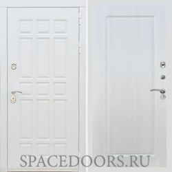 Входная дверь REX 8 Шагрень Белая ФЛ-119 Лиственница бежевая