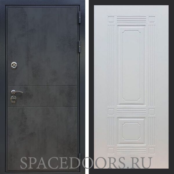 Входная дверь REX Премиум 290 бетон темный ФЛ-2 ясень белый 6 мм