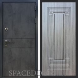 Входная дверь REX Премиум 290 бетон темный ФЛ-4 сандал серый