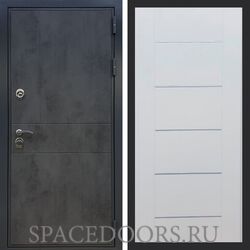Входная дверь REX Премиум 290 бетон темный B03 молдинги белый ясень