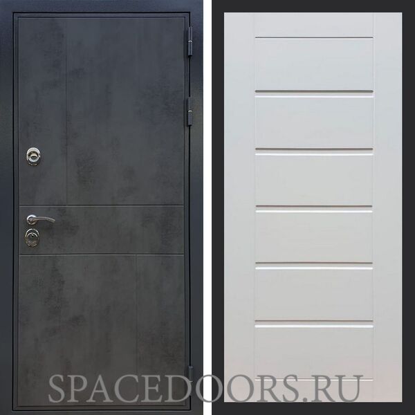 Входная дверь REX Премиум 290 бетон темный сити 16 мм ясень белый