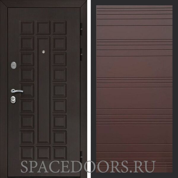 Входная дверь REX Сенатор Кале полоски горизонтальные ясень шоколадный