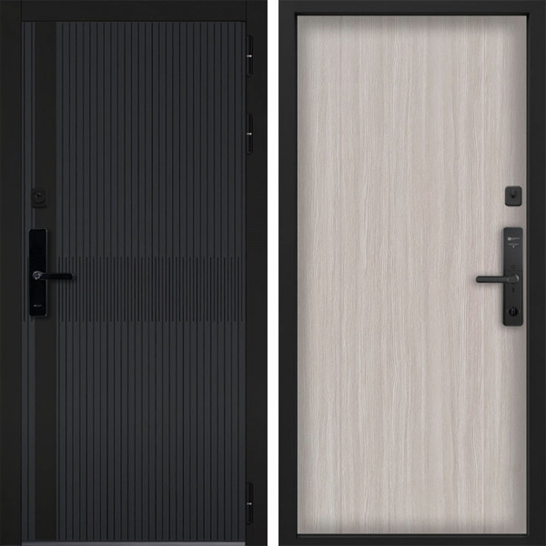 Входная дверь Command doors cyber matrix grey 00 Белая лиственница