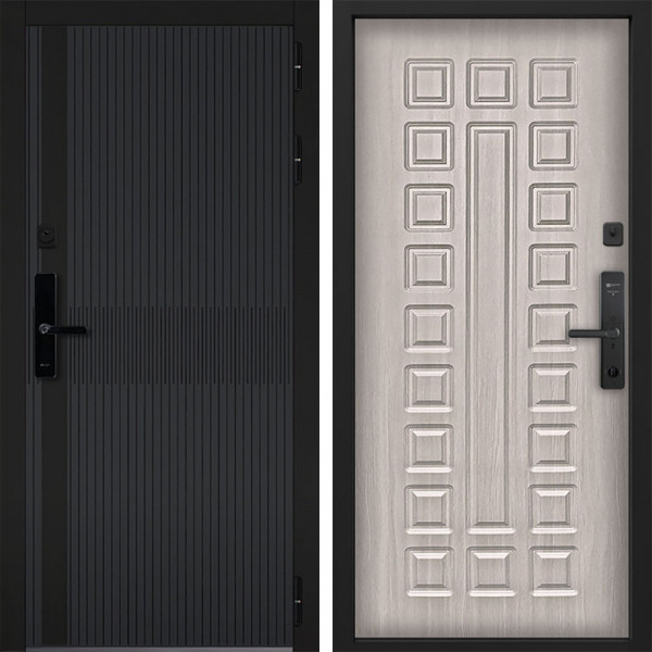 Входная дверь Command doors cyber matrix grey 01 Белая лиственница