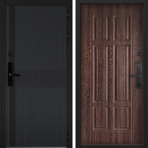 Входная дверь Command doors cyber matrix grey 15 Дуб коньяк