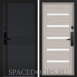 Входная дверь Command doors cyber matrix grey 18SP Белая Лиственница