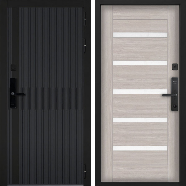 Входная дверь Command doors cyber matrix grey 18SP Белая Лиственница