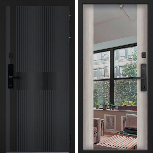 Входная дверь Command doors cyber matrix grey 3Z Белая Лиственница