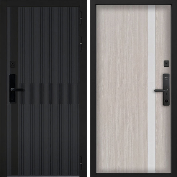 Входная дверь Command doors cyber matrix grey 6S Белая Лиственница