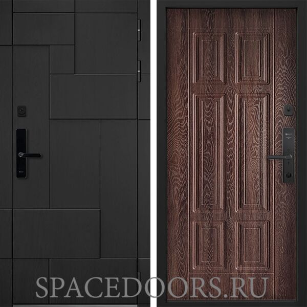 Входная дверь Command doors Cyber tetris black 15 Дуб коньяк