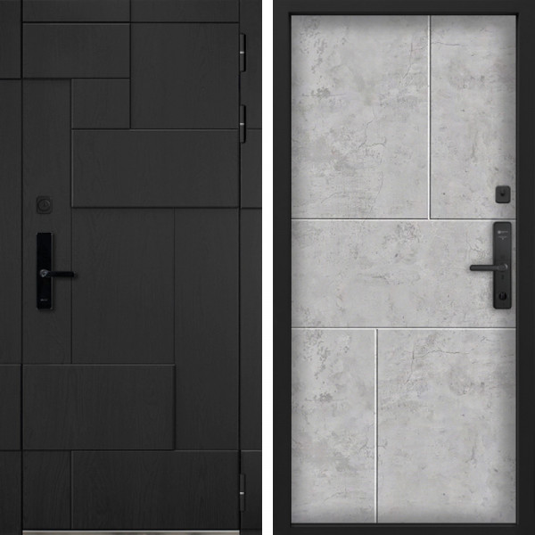 Входная дверь Command Doors Cyber tetris black 98 Бетон молочный