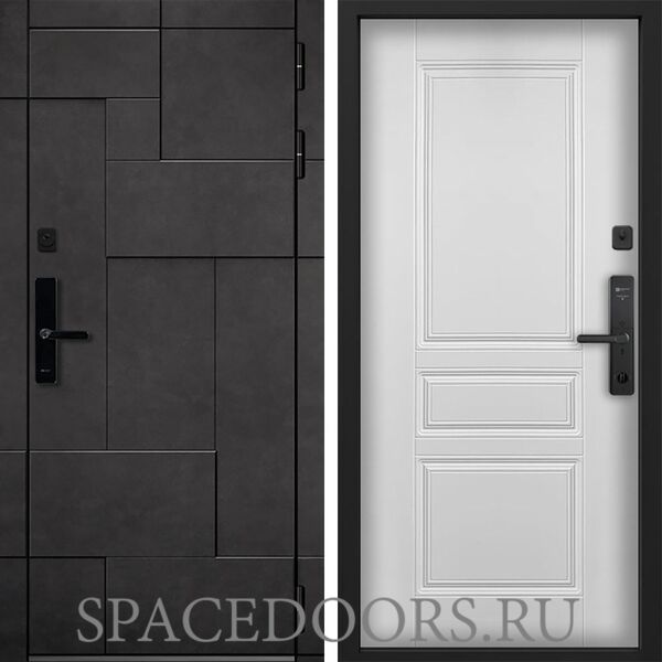 Входная дверь Command doors Cyber tetris grey 02 Белый Матовый