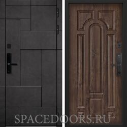 Входная дверь Command doors Cyber tetris grey 17.02 Темный Дуб