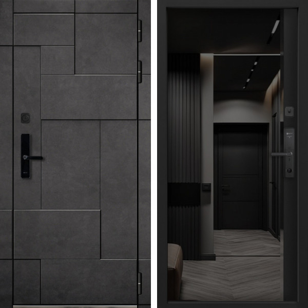 Входная дверь Command Doors Cyber tetris grey 116Z Черный кварц
