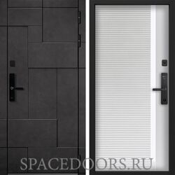 Входная дверь Command doors Cyber tetris grey 30Б белый матовый