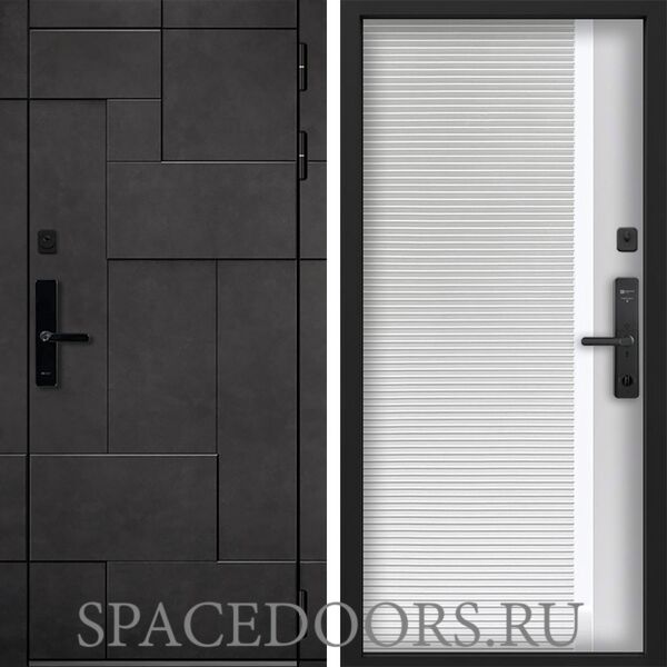 Входная дверь Command doors Cyber tetris grey 30Б белый матовый