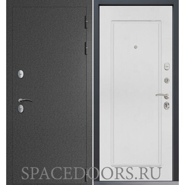 Входная дверь Command Doors Сибирь термо графит букле 38.02 Белый матовый