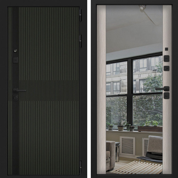 Входная дверь Command Doors Смарт Матрикс Олива 3Z Белая лиственница