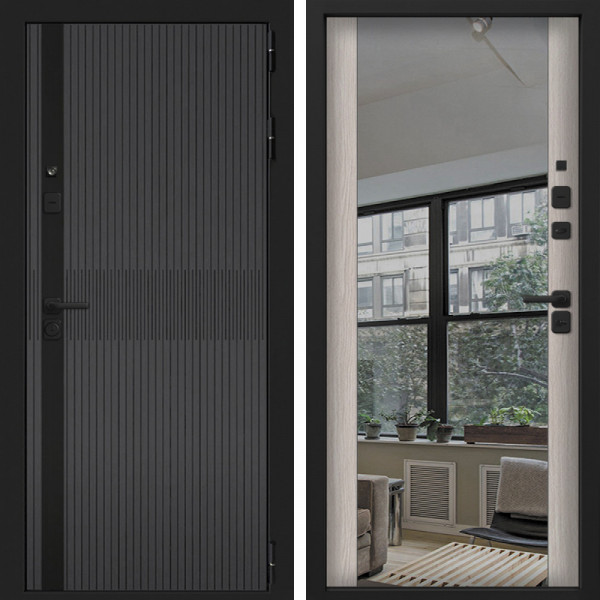 Входная дверь Command Doors Смарт Матрикс Серый 3Z Белая лиственница