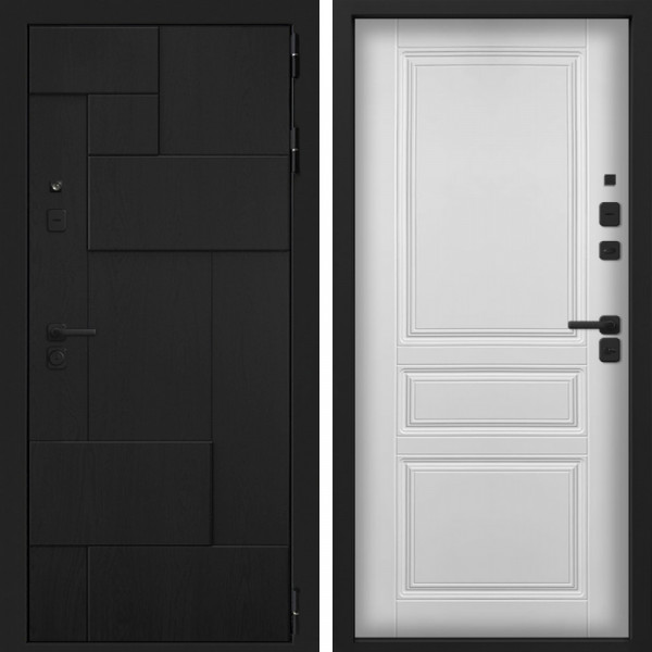 Входная дверь Command Doors Смарт Тетрис Черный 02 Белый матовый