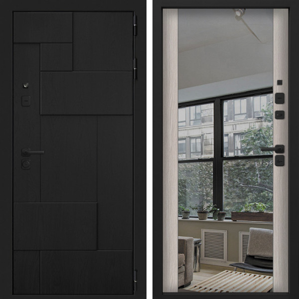 Входная дверь Command Doors Смарт Тетрис Черный 3Z Белая лиственница