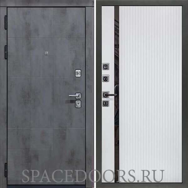 Входная дверь Сударь МД-35 Бетон темный МХ 46 белый матовый