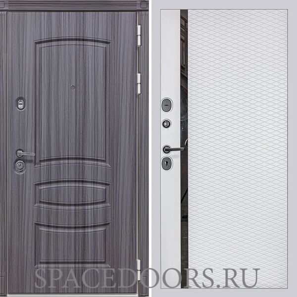 Входная дверь Сударь МД-42 Сандал серый МХ 47 белый матовый