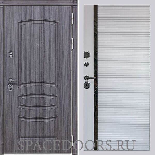 Входная дверь Сударь МД-42 Сандал серый МХ 45 белый матовый