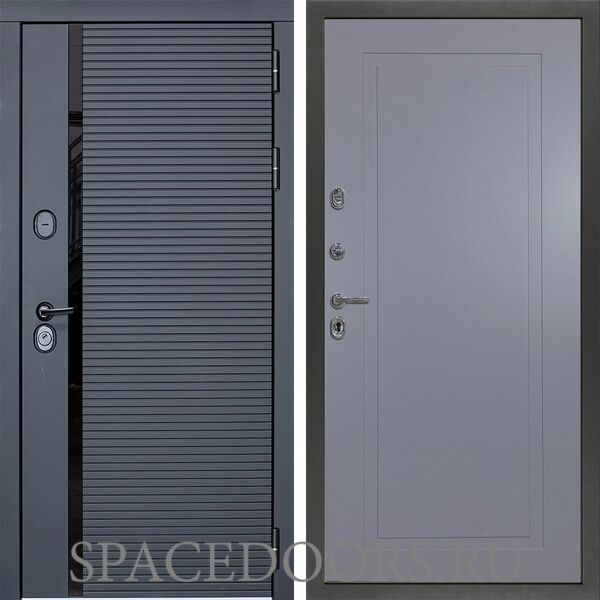 Входная дверь Сударь МХ-45 Черный кварц Н-10 Серая