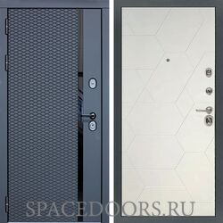 Входная дверь Сударь МХ-47 Черный кварц М-16 белый софт