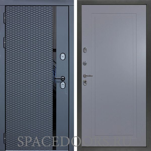 Входная дверь Сударь МХ-47 Черный кварц Н-10 Серая