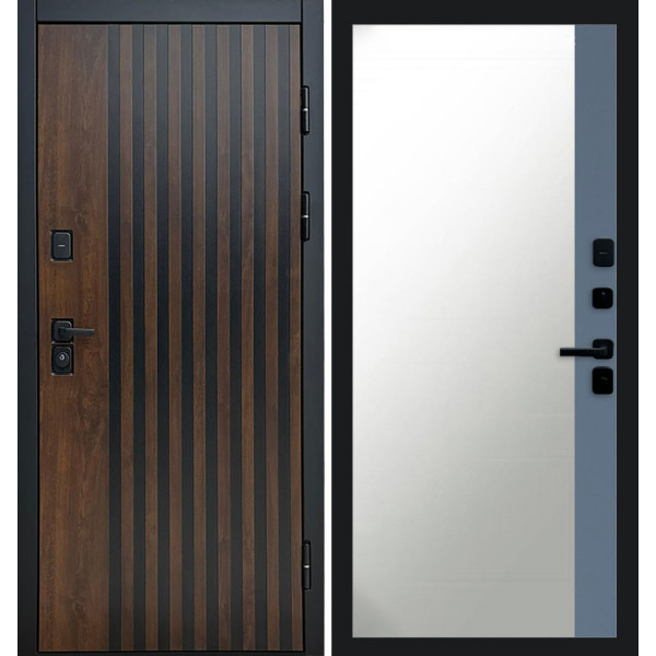 Дверь Termo-door Кантри Зеркало фацет Grey софт