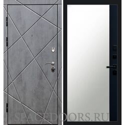 Дверь Termo-door Лучи бетон Зеркало фацет Черный кварц