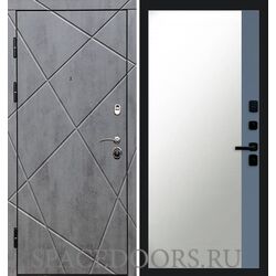 Дверь Termo-door Лучи бетон Зеркало фацет Grey софт