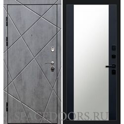 Дверь Termo-door Лучи бетон 27 зеркало Черный кварц