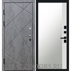Дверь Termo-door Лучи бетон Зеркало фацет Белый софт