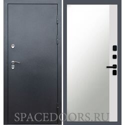 Дверь Termo-door Сибирь Серебро антик Зеркало фацет Белый софт