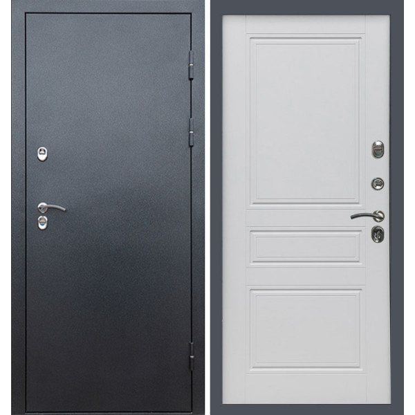 Дверь Termo-door Сибирь Серебро антик Классика белый матовый