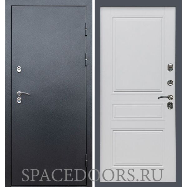 Дверь Termo-door Сибирь Серебро антик Классика белый матовый